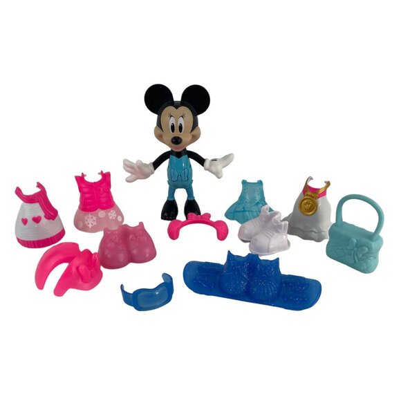 Disney Other - Minnie Mouse Snap & Style Winter Snowboard Ice Skating Lot‎ of 12 Posable Doll
